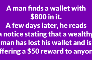 A man finds a wallet with $800 in it.