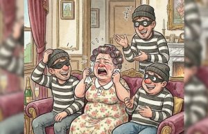 Three robbers entered a house.