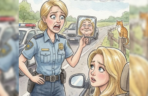 A Blonde Woman Was Speeding Down The Road